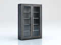 Vitrine meuble vitré bois gris foncé 90x40x160 cm style moderne salon rangement exposition