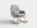 Fauteuil à bascule en tissu bouclé beige structure métal doré et patins bois 80x85x100 cm style scandinave salon intérieur