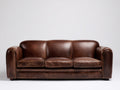 Canapé 3 places en cuir marron vieilli 210x95x95 cm style vintage élégant salon confortable