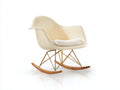 Fauteuil à bascule design moderne coque beige bois métal doré 70x78x85 cm - beige - fauteuil rocking chair salon bureau