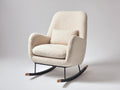 Fauteuil à bascule bouclette beige design moderne métal noir bois naturel 70x82x90 cm - beige - fauteuil rocking chair salon intérieur