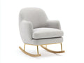 Fauteuil à bascule en tissu bouclé beige structure métal doré et bois 70x90x100 cm style moderne élégant salon confortable