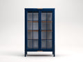 Vitrine meuble vitré bois verre bleu marine 90x40x160 cm style moderne salon rangement exposition
