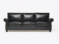 Canapé 3 places en cuir noir 210x95x95 cm style classique moderne salon élégant confortable