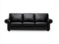 Canapé 3 places cuir noir style classique 220x90x85 cm salon intérieur design élégant