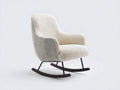 Fauteuil à bascule en bouclé blanc bois naturel 75x85x90 cm - blanc - fauteuil rocking chair salon design scandinave
