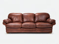 Canapé 3 places en cuir vieilli marron 210x95x90 cm - brun foncé - canapé salon cuir vintage confortable