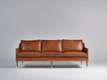 Canapé 3 places en cuir cognac 210x95x85 cm - brun cognac - canapé salon cuir vintage pieds bois design