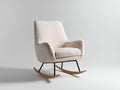 Fauteuil à bascule en tissu bouclé beige structure métal noir et bois 70x90x100 cm style scandinave salon confortable