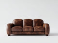 Canapé 3 places en cuir marron vieilli 210x95x90 cm - brun - canapé salon cuir vintage confort