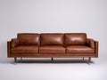 Canapé 3 places cuir marron vieilli 220x85x88 cm style vintage salon intérieur