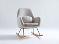 Fauteuil à bascule tissu bouclé beige structure métal doré patins bois 80x85x100 cm style scandinave salon intérieur