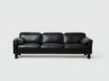 Canapé 3 places en cuir noir 210x95x90 cm - noir - canapé salon cuir moderne design confort