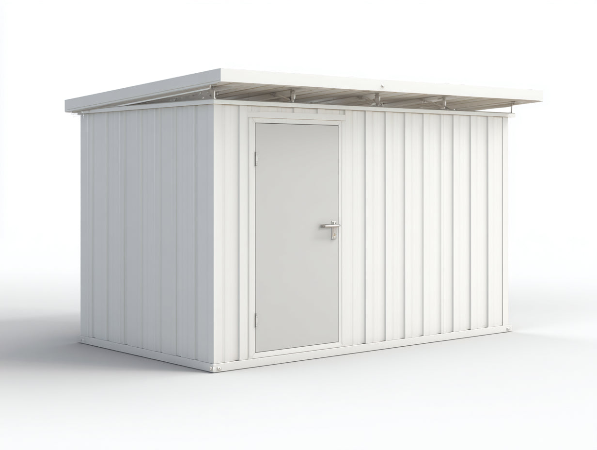 Abri de jardin en métal 200x180x210 cm blanc toit plat moderne rangement extérieur sécurisé