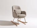 Fauteuil à bascule tissu bouclé beige structure métal doré patins bois 80x85x100 cm style scandinave salon intérieur
