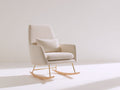 Fauteuil à bascule bouclette beige design moderne métal doré bois naturel 68x76x92 cm - beige - fauteuil rocking chair intérieur